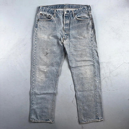 Levis 501 Vintage 80s USA XX Straight Leg Jeans Blue Light Wash 38x33 Act 34x29