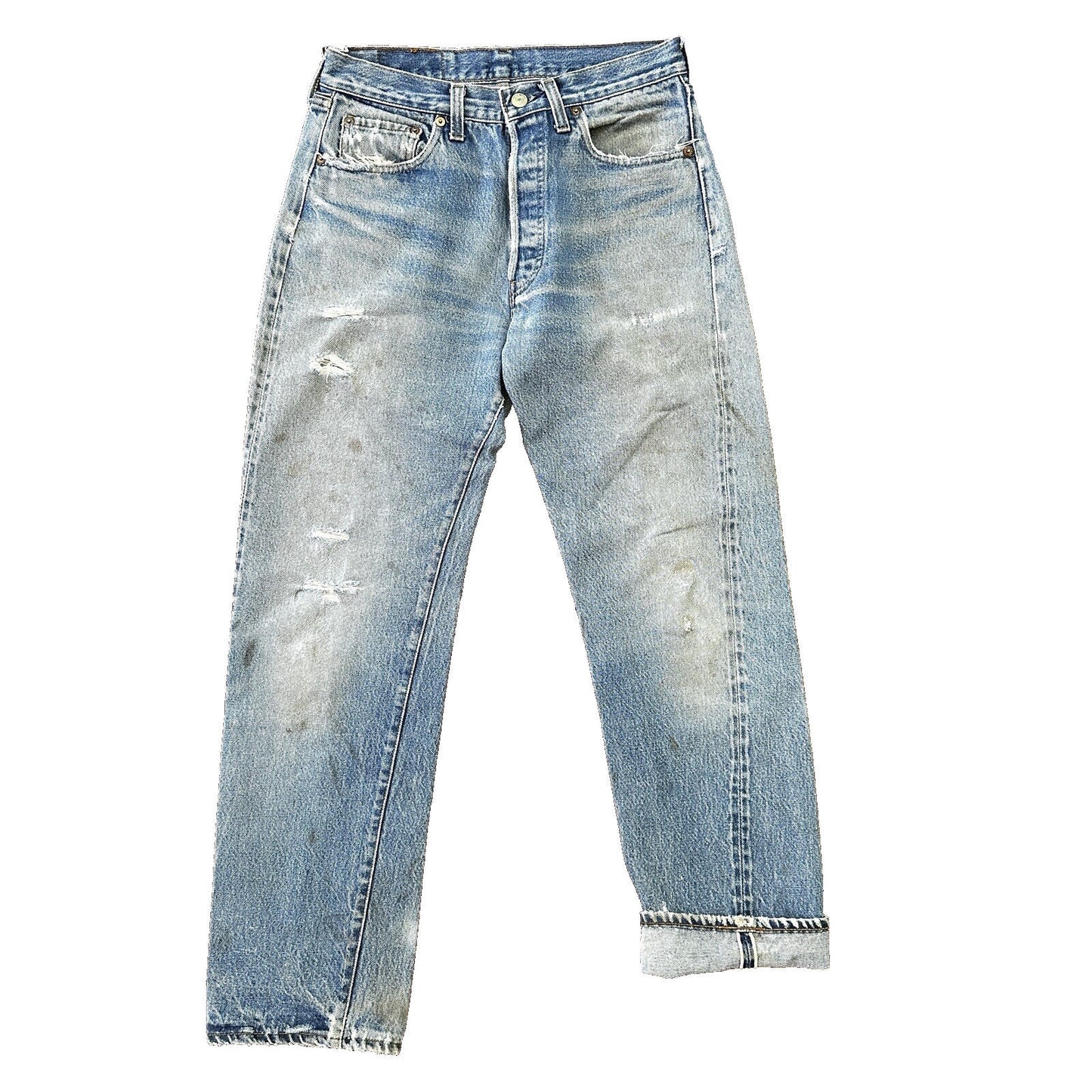 Levis Vintage 80s Redline Selvedge USA 501 XX Jeans Light Wash 31x33 Act 28x29