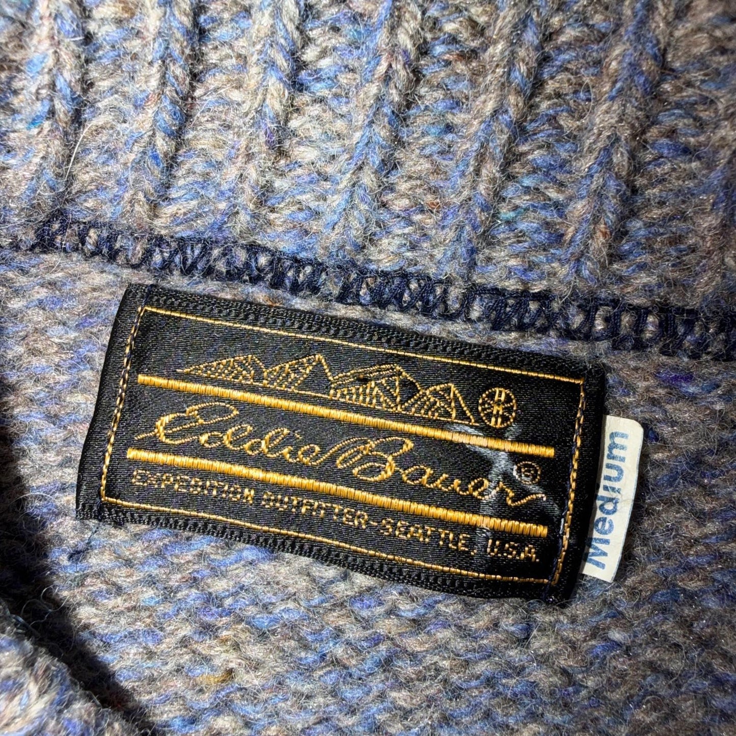 Eddie Bauer VTG Wool Sweater Women's Medium Blue Knit Round Neck Pullover