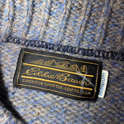 Eddie Bauer VTG Wool Sweater Women's Medium Blue Knit Round Neck Pullover