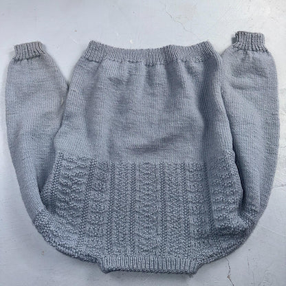 VTG Blue Knitted Isle Sweater Pullover Handmade Knit 60s 70s Grandma core Chic