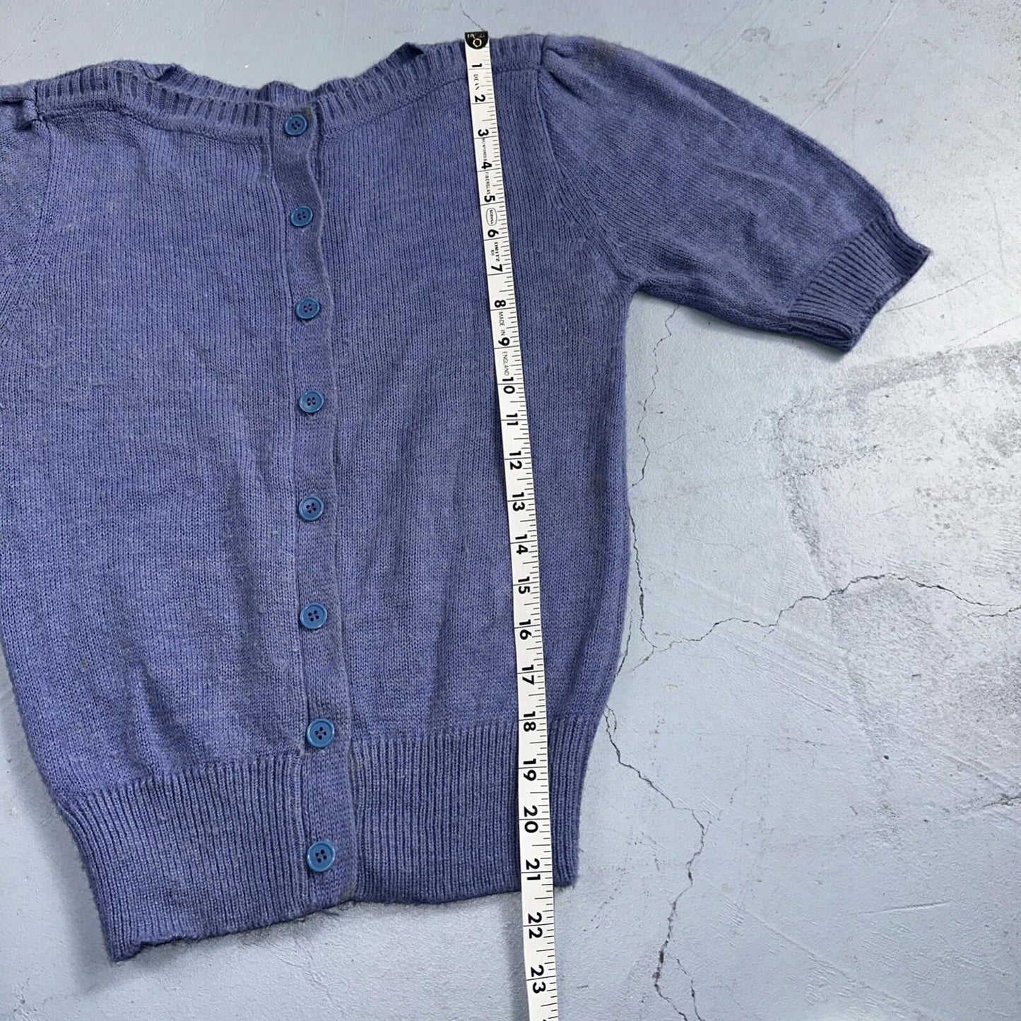 Vintage Sweater Womens Purple Open Knit Short Sleeve 80s Round Neck Top 1980s