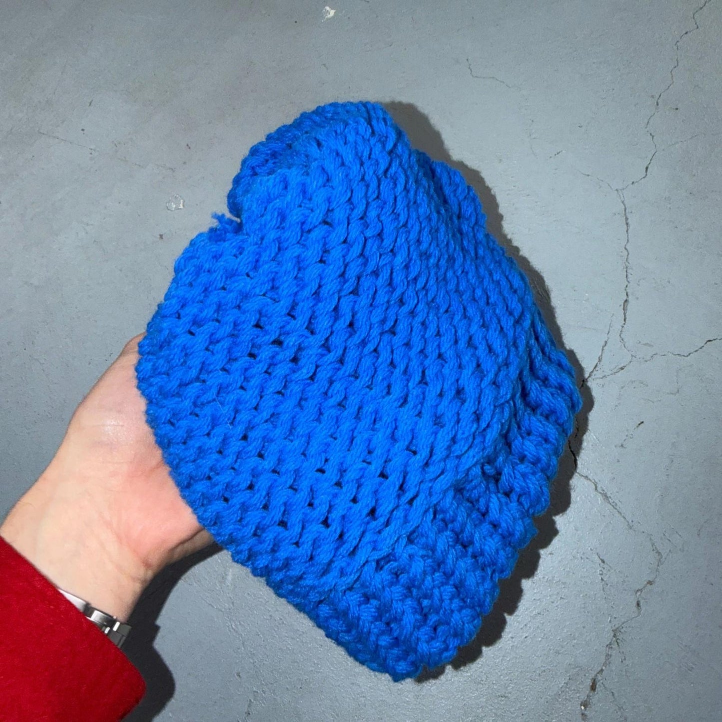 VTG 70s 60s Wool Knit Winter Beanie Hat OSFM Rockabilly Warm Grunge Basic Blue