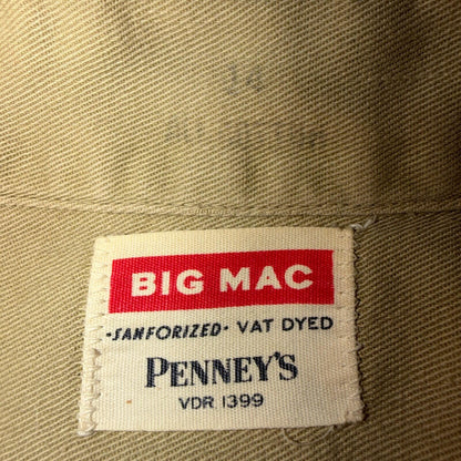 50s 60s Penneys Big Mac Work Shirt Mens VTG Patches Loop Collar Royal Rangers