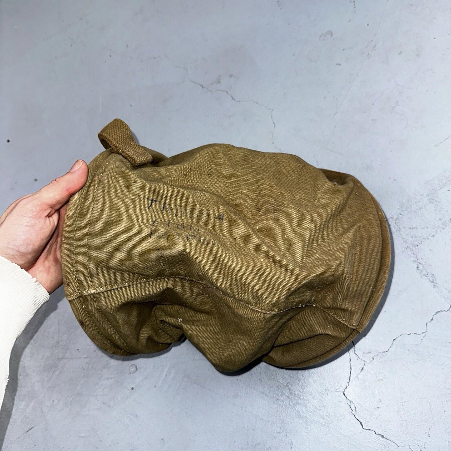 WWII US Army Cavalry Collapsable Folding Canvas Jeep Water Bucket 1943 40s Bag