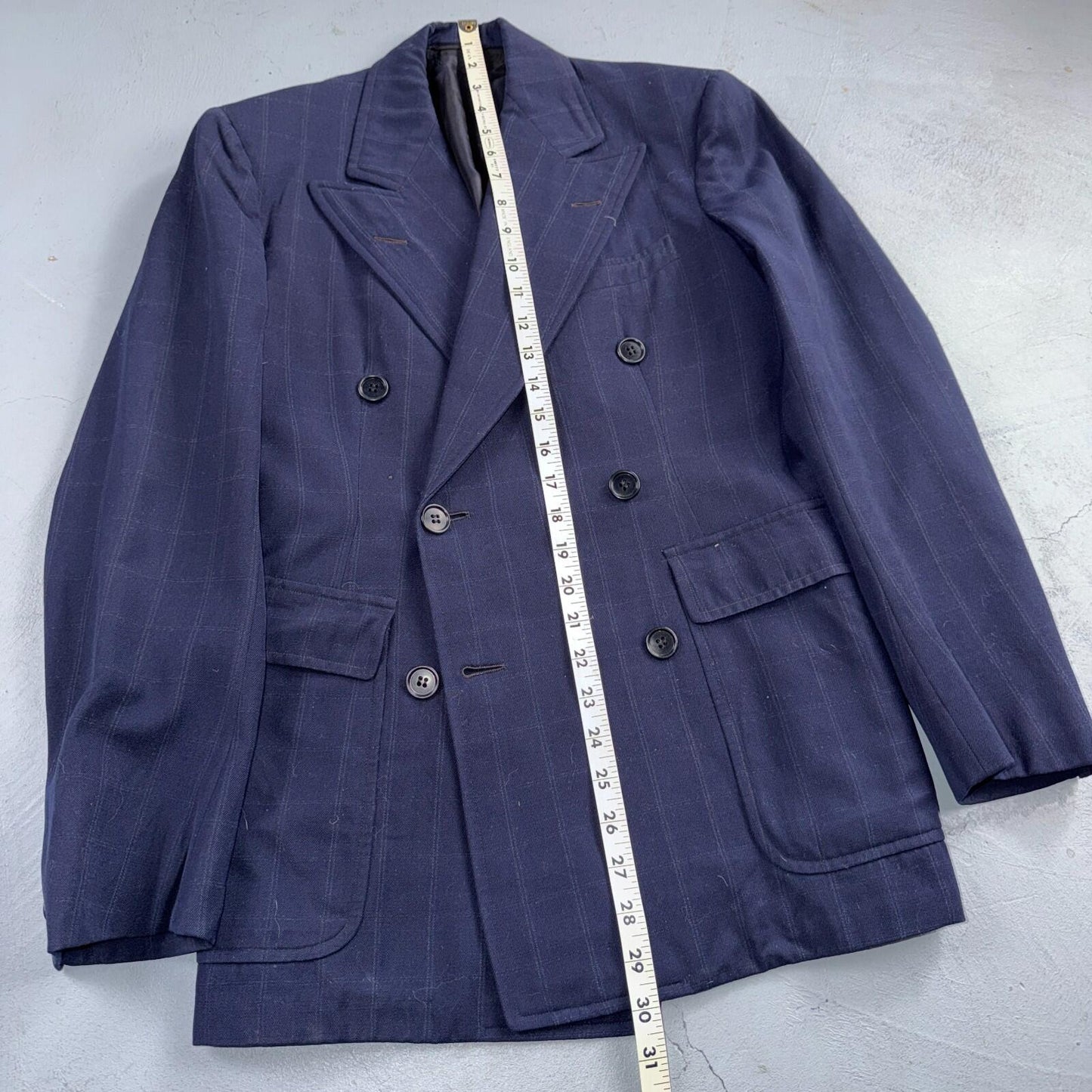 1940s 1950s VTG Mens Double Breast Suit 36 Jacket Coat Navy Union Rockabilly USA