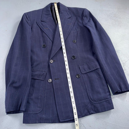 1940s 1950s VTG Mens Double Breast Suit 36 Jacket Coat Navy Union Rockabilly USA