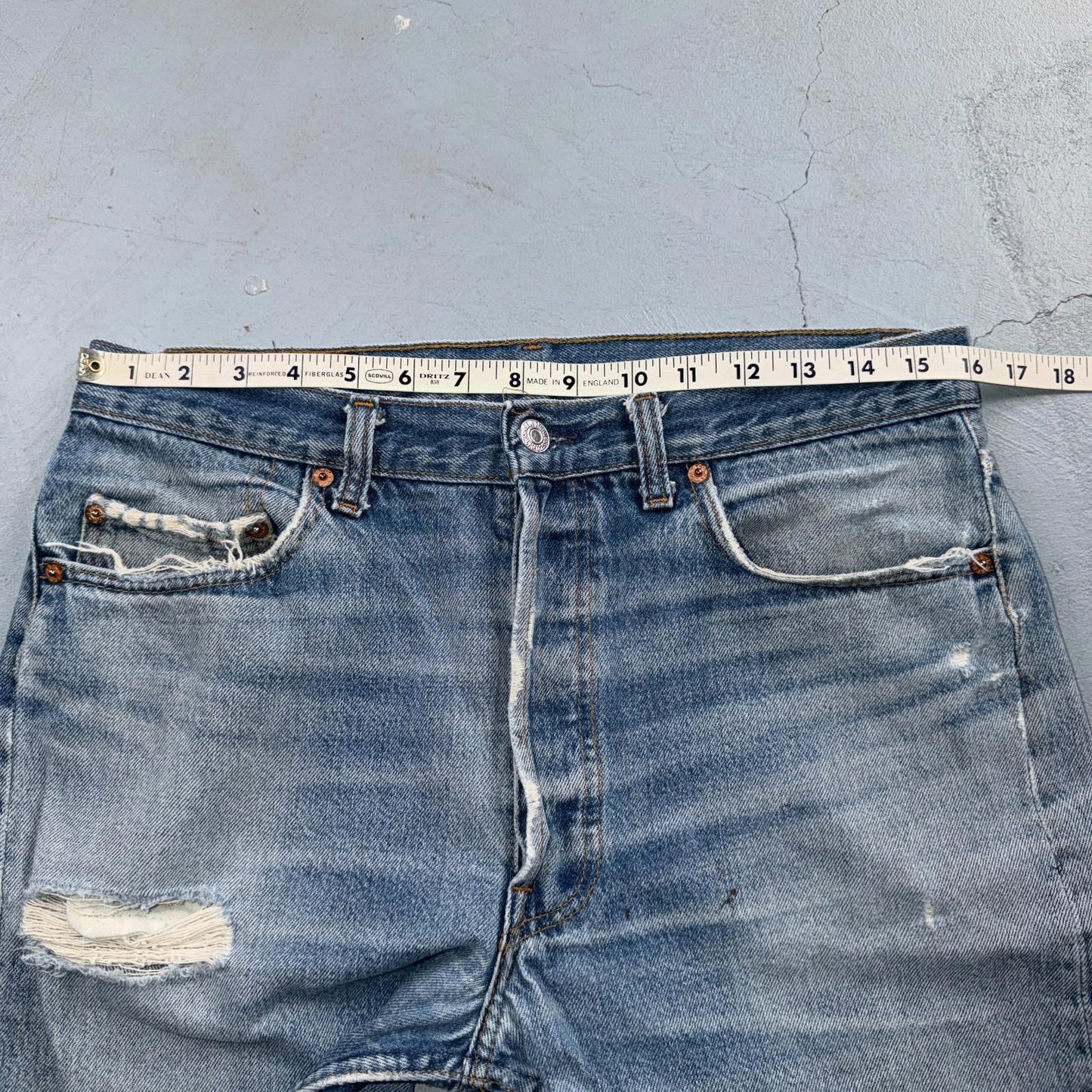 Levis 501 Vintage 80s USA XX Straight Leg Jeans Blue Light Wash 34x33 Act 32x29
