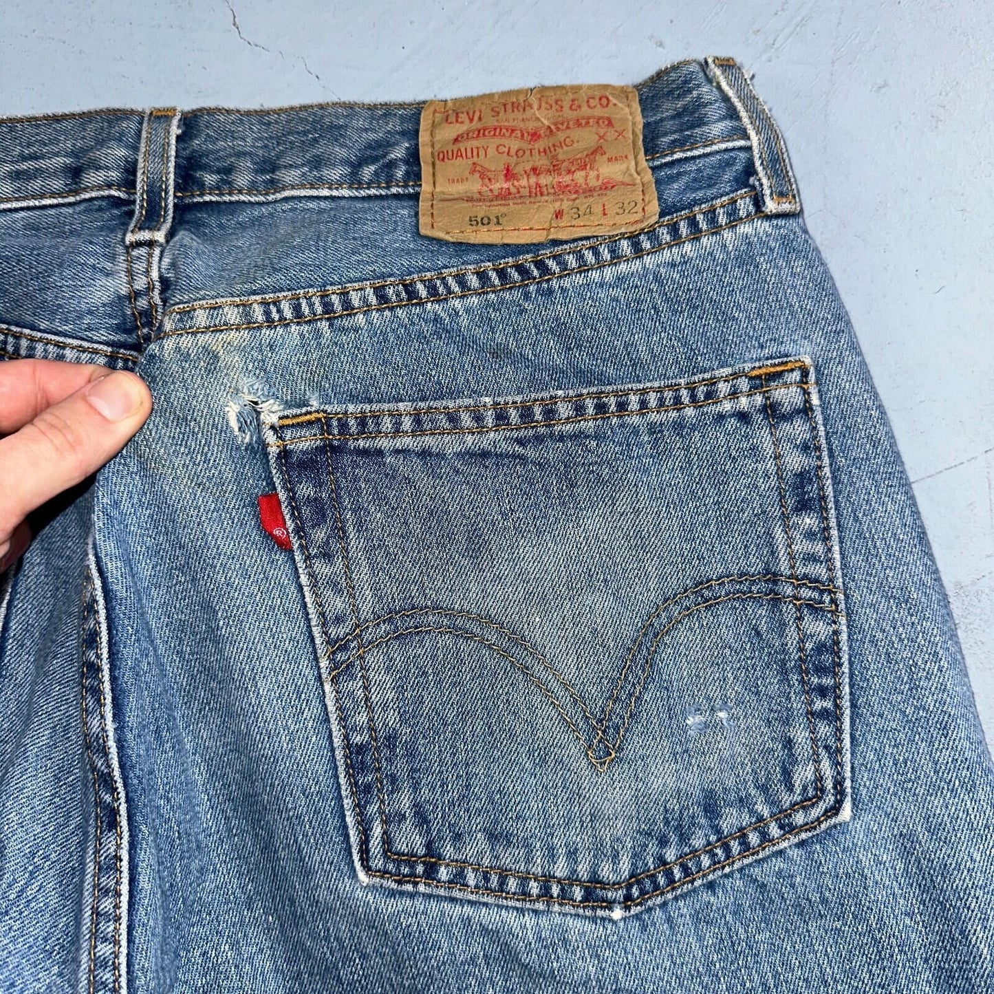 Levis 501 Vintage Y2K XX Straight Leg Jeans 90s Blue Med Wash 34x32 Act 31x31