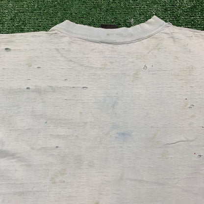 Nike Vintage T Shirt Mens L Quad Block Print Thrashed 70s Original Distressed