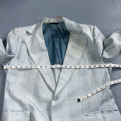 VTG Mens 3 PC Suit 44 Jacket Coat Pants Vest Plaid Rockabilly 70s Stained