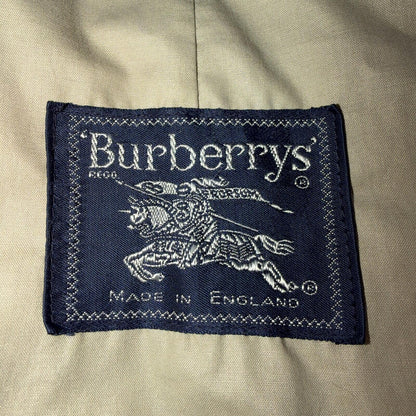 Burberry Trench Coat VTG Mens 46 Beige Check Collar Made in England Classic Belt