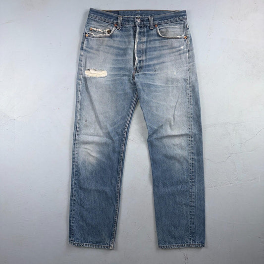 Levis 501 Vintage 80s USA XX Straight Leg Jeans Blue Light Wash 34x33 Act 32x29