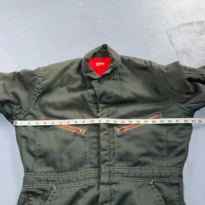 VTG 60s Wrangler Big Ben Work Coveralls Mens M Long Green Jumpsuit Zip Utility