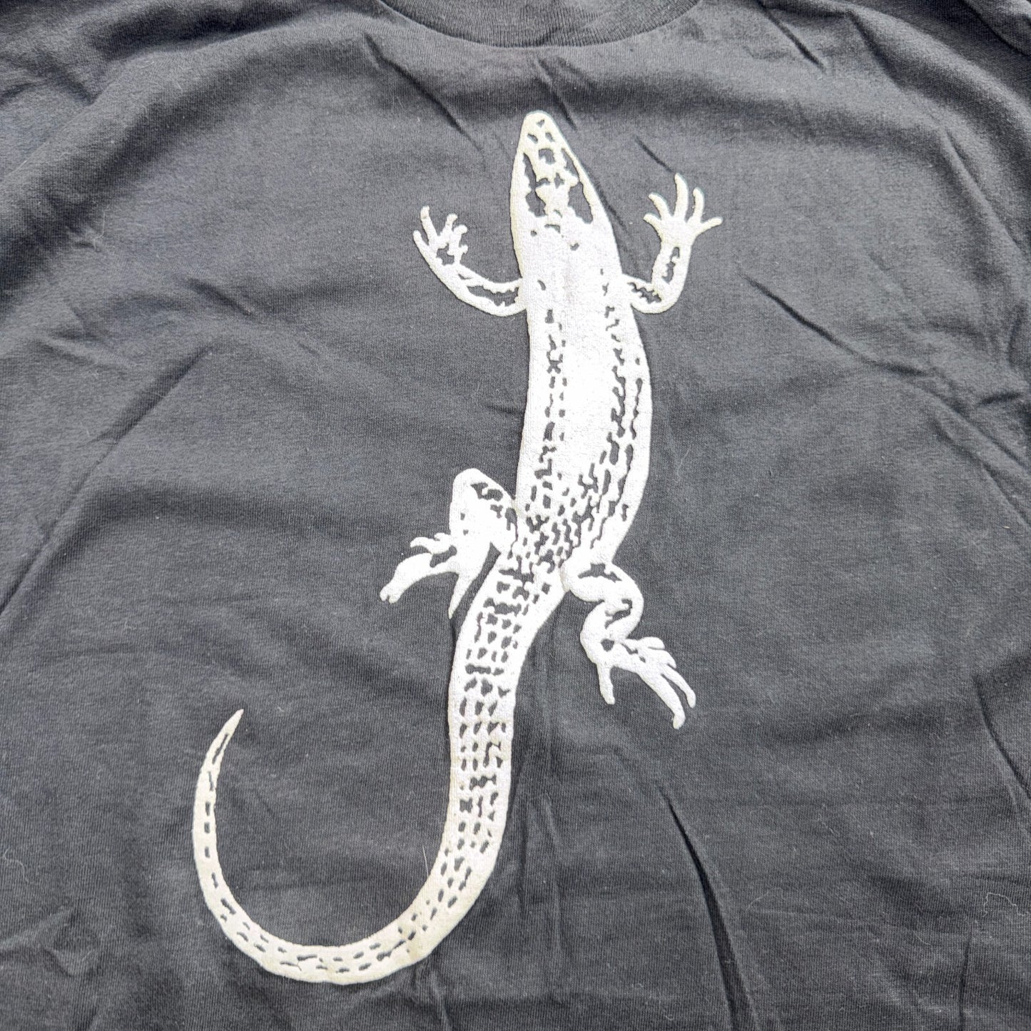 VTG 90s Minimal Lizard Graphic T Shirt Nature Reptile Desert Southwest Art Black