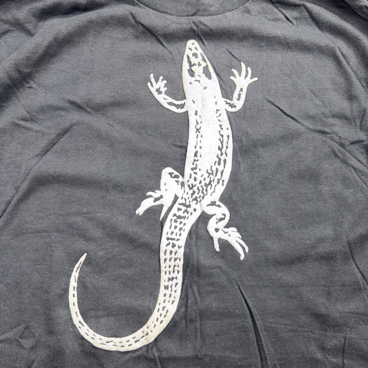 VTG 90s Minimal Lizard Graphic T Shirt Nature Reptile Desert Southwest Art Black