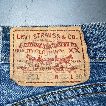Levis 501 Vintage Y2K 90s XX Straight Leg Jeans Blue Light Wash 38x30 Act 36x30