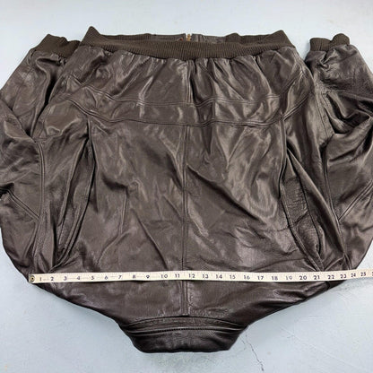 Bally Brown Leather Jacket Mens Size 44 Bomber Coat Made in Italy Soft Wool