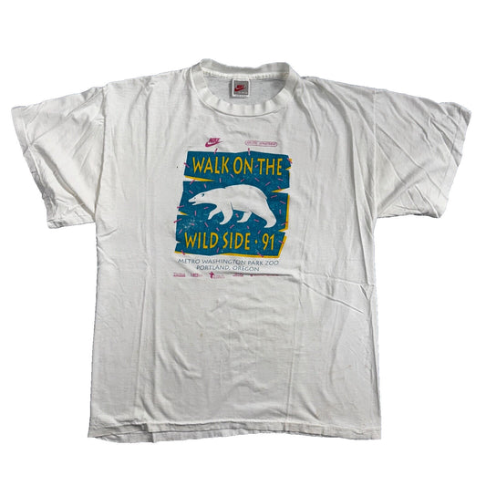 Nike Walk On The Wild Side 90s VTG T Shirt 1991 Polar Bear Animals PDX Oregon