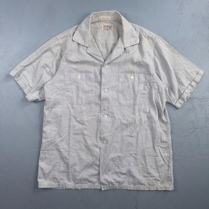 VTG 1950s Enro Trafalgar Loop Collar Button Up Shirt Cotton Rockabilly M Checker