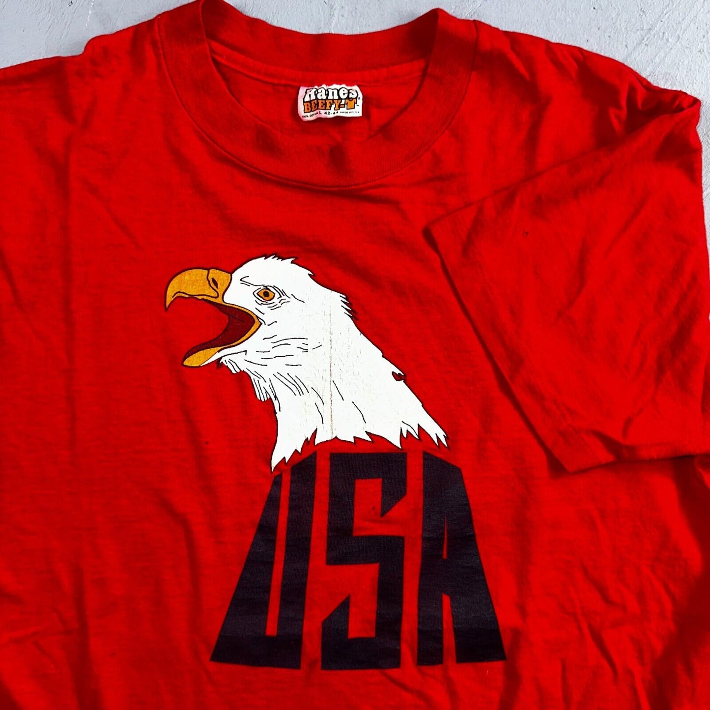 Eagles USA Hanes 1970s VTG T Shirt 70s Red Graphic Single Stitch Band Rock Large
