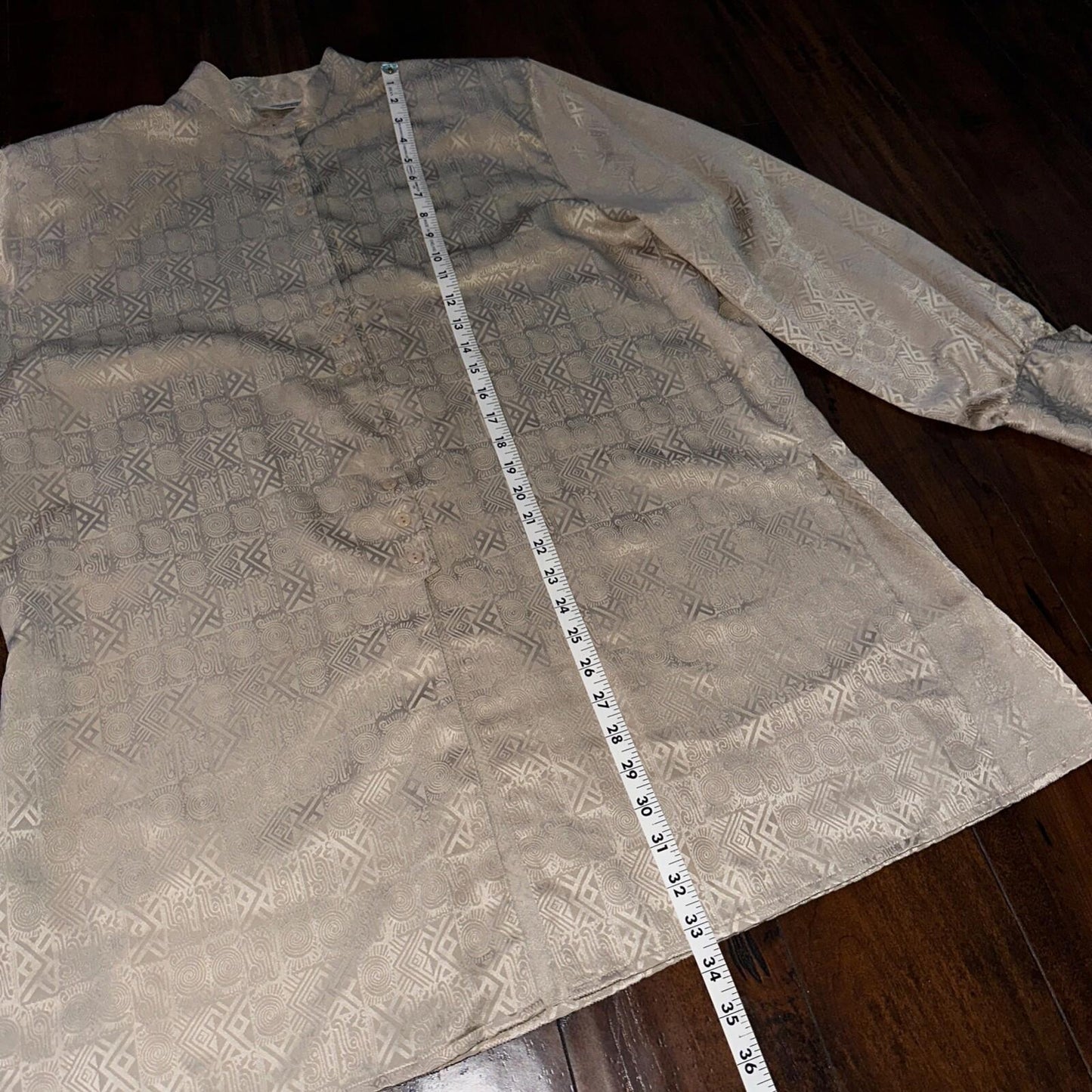 Vintage Christie & Jill Brown Print Button Down Shirt Top Blouse Women Size XL