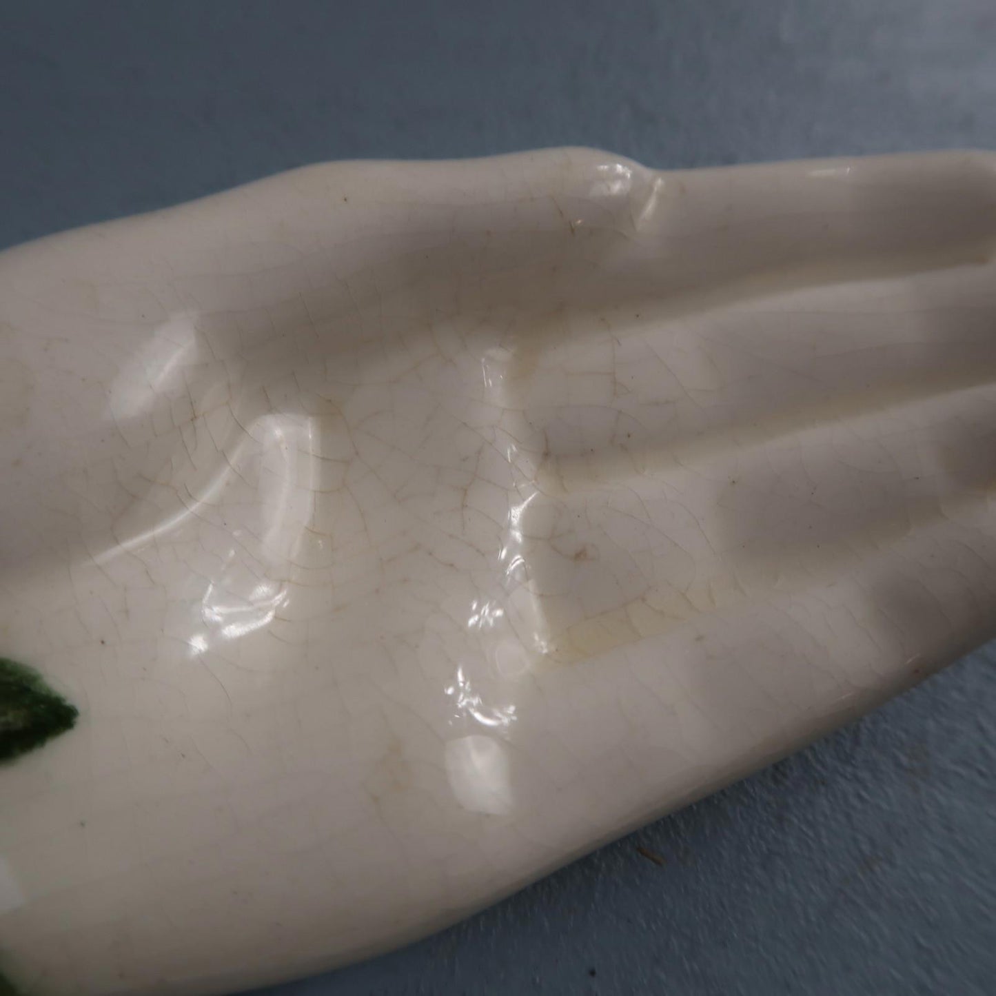 VTG 1958 Signed Glass Ring Jewelry Dish White Milk Glass Open Hand Flower Jacoma