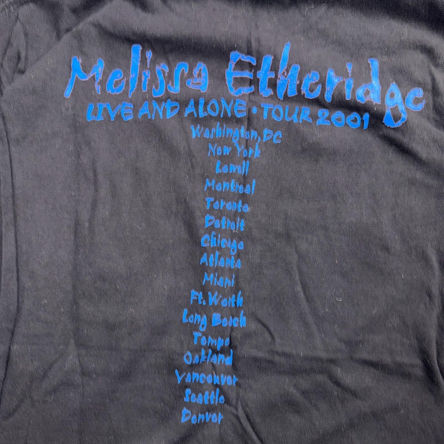 Vintage 2001 Melissa Etheridge Tour Shirt Size L Live And Alone Cygnus Band Tee