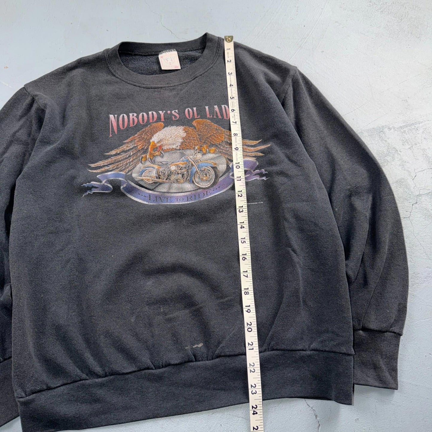 VTG 80s Harley Davidson Motorcycle Sweatshirt Nobodys Ol Lady Joliet 3D Emblem