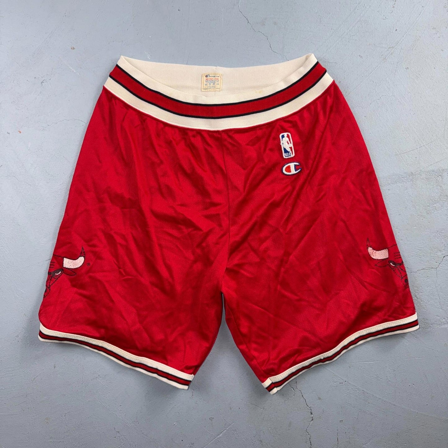 Vintage Champion Chicago Bulls Basketball Shorts Mens Medium Red NBA Jordan 80s
