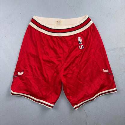 Vintage Champion Chicago Bulls Basketball Shorts Mens Medium Red NBA Jordan 80s
