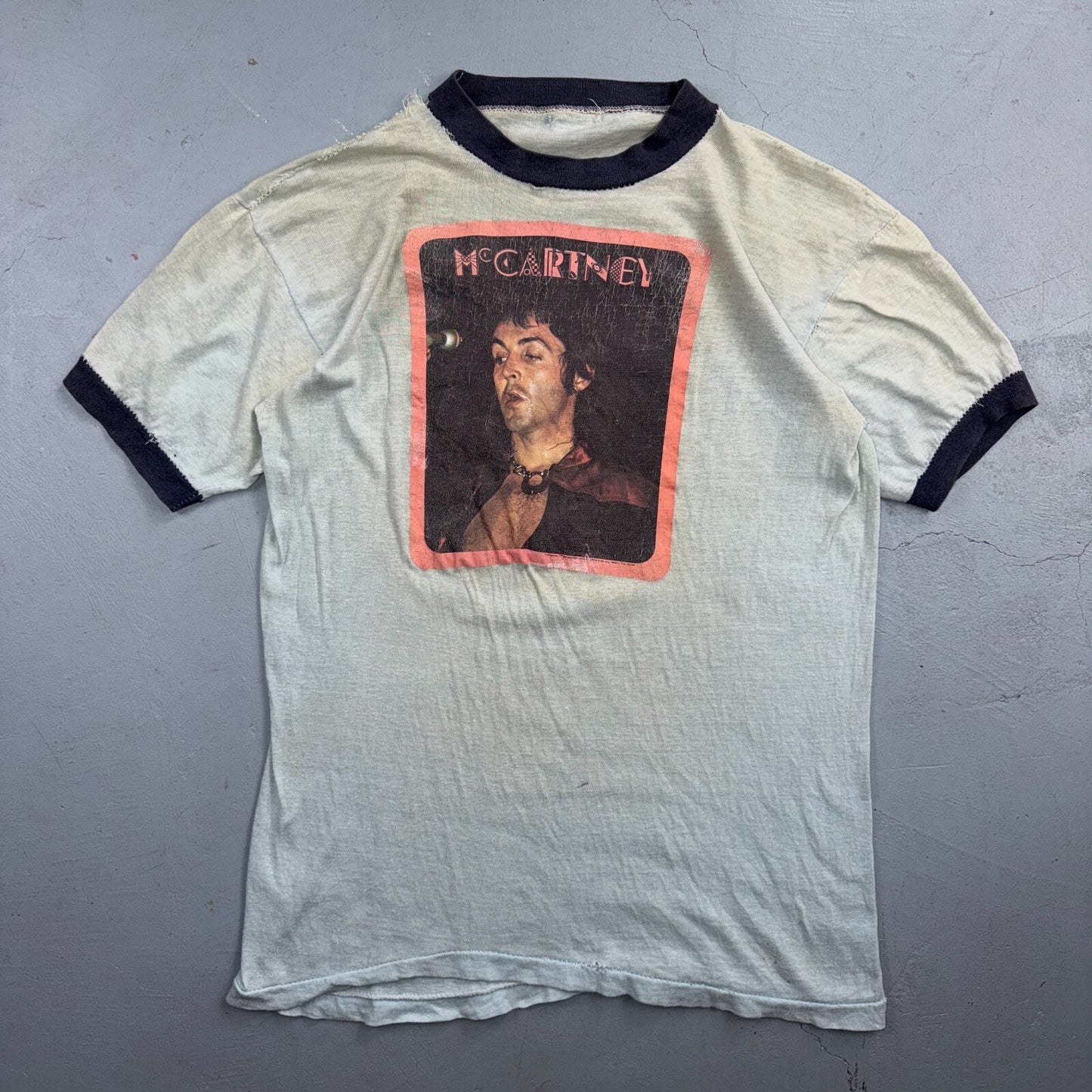Vintage 1975 Paul Mcartney The Beatles Thrashed T Shirt 70s Photograph Art Band
