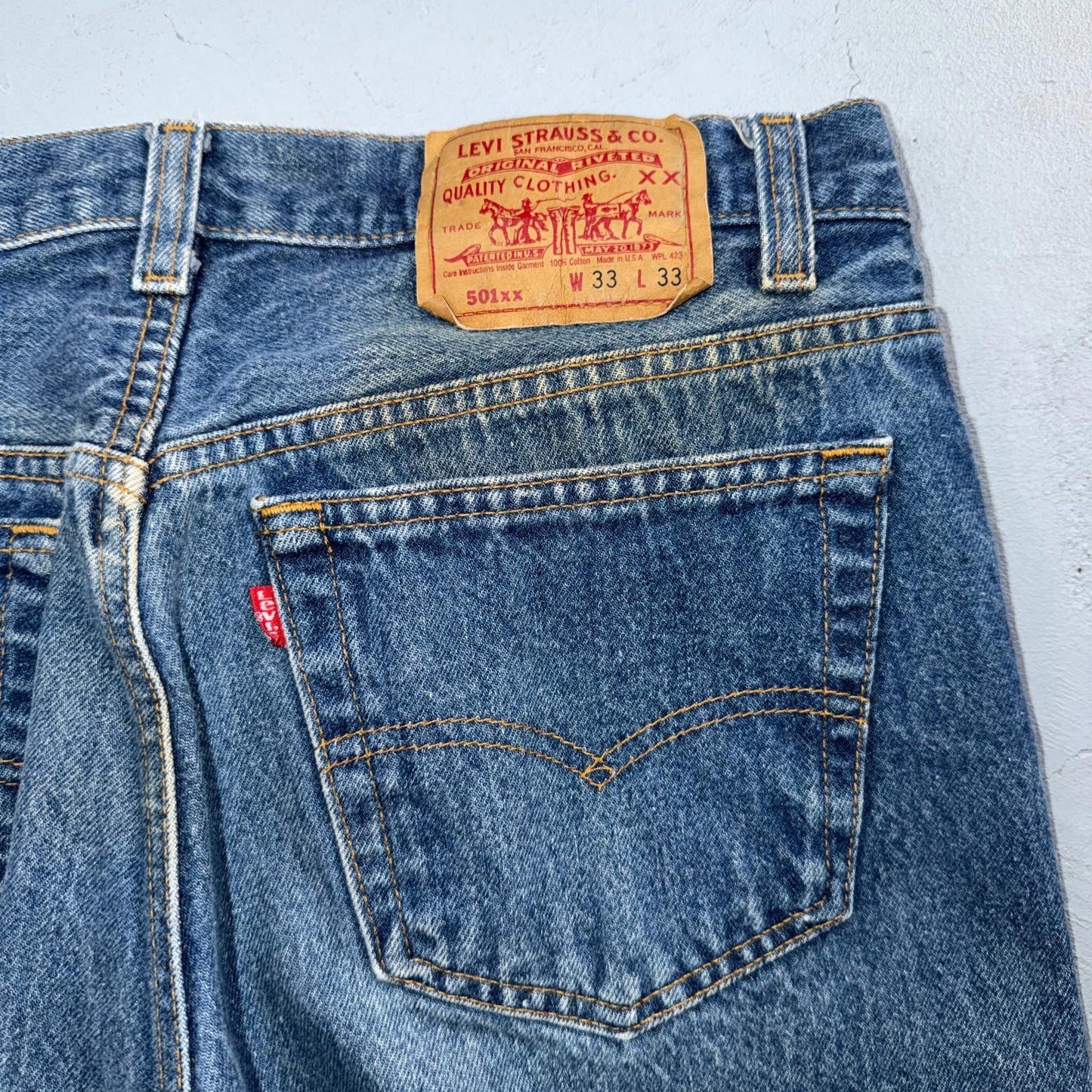 Levis 501 Vintage 80s USA XX Straight Leg Jeans Blue Light Wash 33x33 Act 31x30