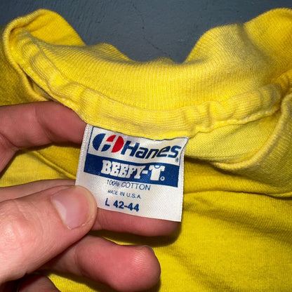 Good Guys Salem Oregon Hanes 80s VTG T Shirt Yellow Single Stitch Cars Racing