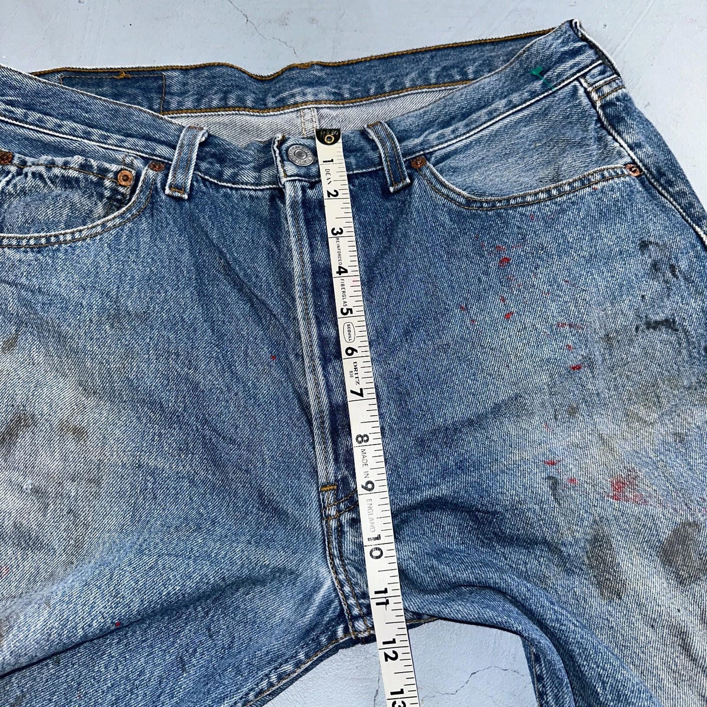 Levis 501 Vintage 90s Poland Straight Leg Jeans Blue Med Wash 34x34 Act 32x33