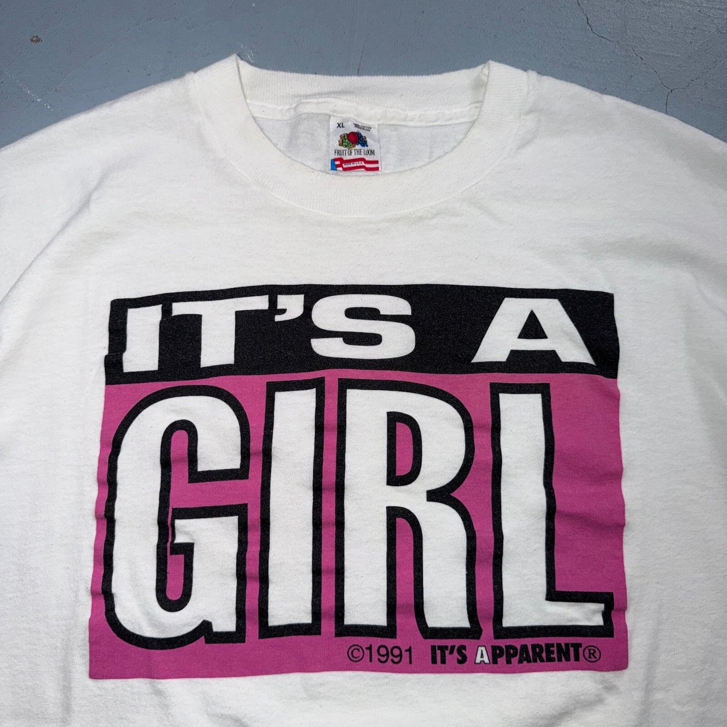 Its a Girl VTG T Shirt A Parent 1991 Baby Gender Reveal Cute Graphic Tee 90s