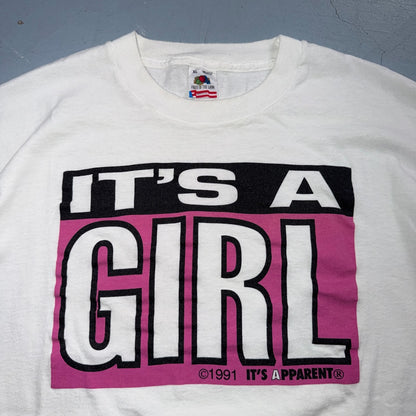 Its a Girl VTG T Shirt A Parent 1991 Baby Gender Reveal Cute Graphic Tee 90s
