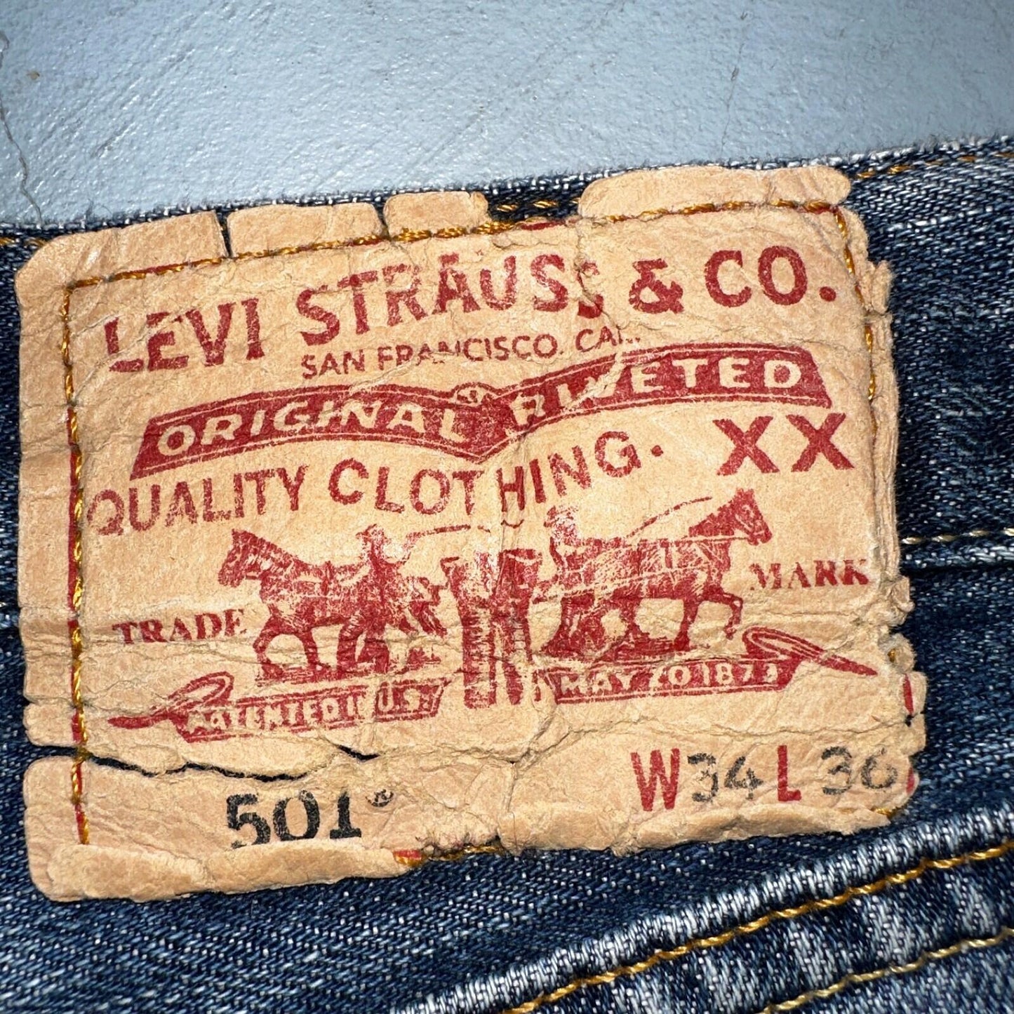 Levis 501 Vintage Y2K XX Straight Leg Jeans Blue Med Wash 34x36 Act 33x30