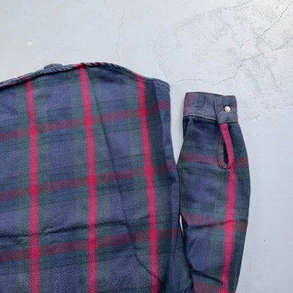 VTG Five Brother Shirt Mens M Shadow Plaid Flannel USA Red 1980s 80s Green Red