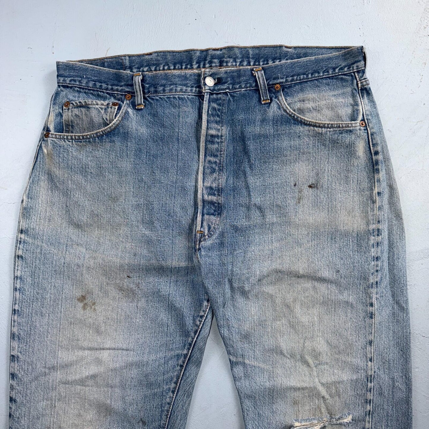 Levis 501 Vintage 70s SS Redline Selvedge USA Jeans Light Wash 44x34 Act 40x30