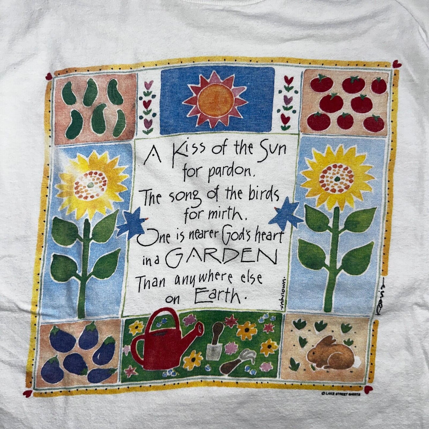 Garden Earth Artsy Art Hipster VTG T Shirt Kathy Davis Designs 90s Single Stitch