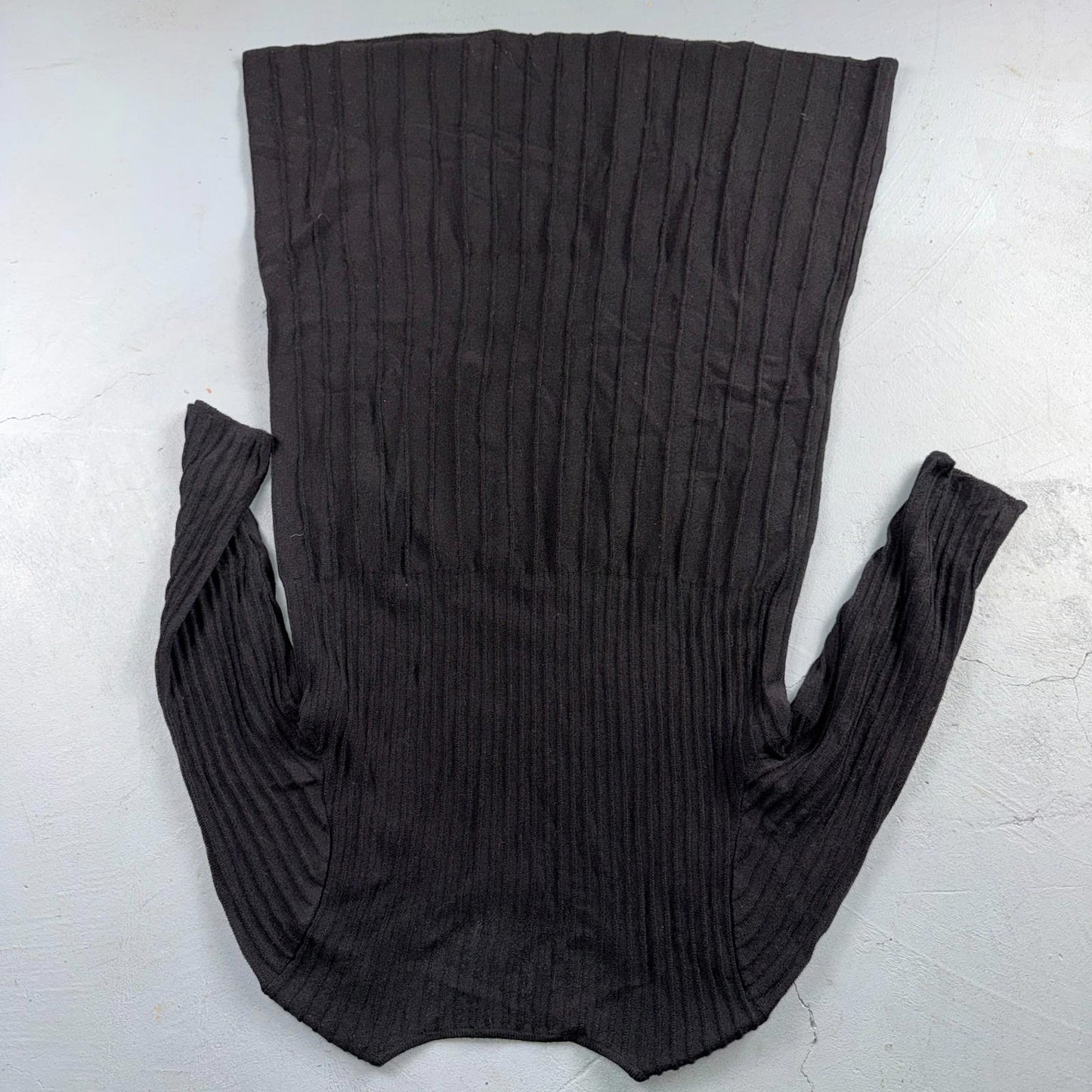 Eileen Fisher Wool Knit Ribbed and Pleated Black Shift Dress Cute Classy