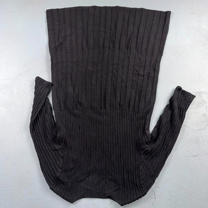 Eileen Fisher Wool Knit Ribbed and Pleated Black Shift Dress Cute Classy