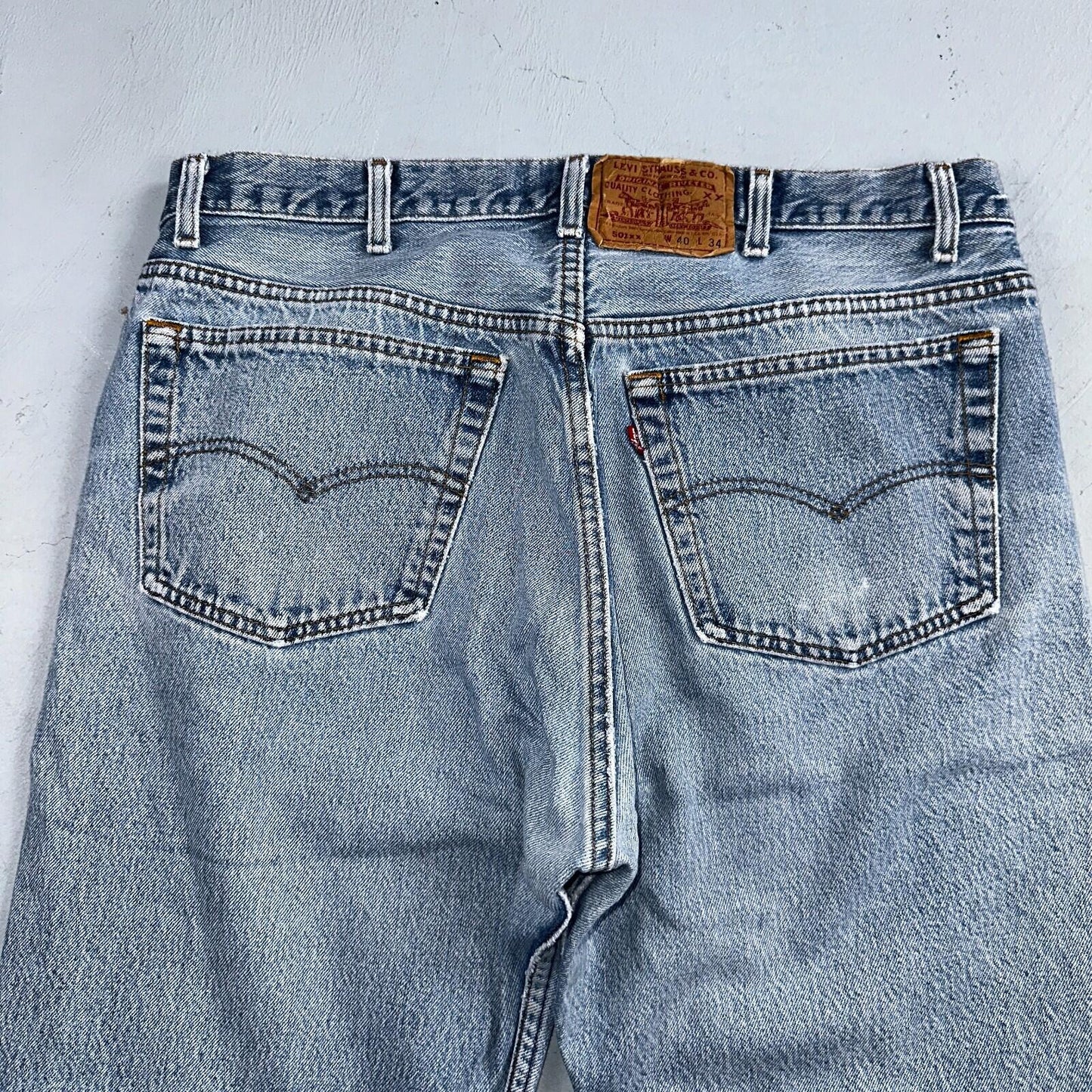 Levis 501 Vintage 90s USA XX Straight Leg Jeans Blue Light Wash 40x32 Act 35x29