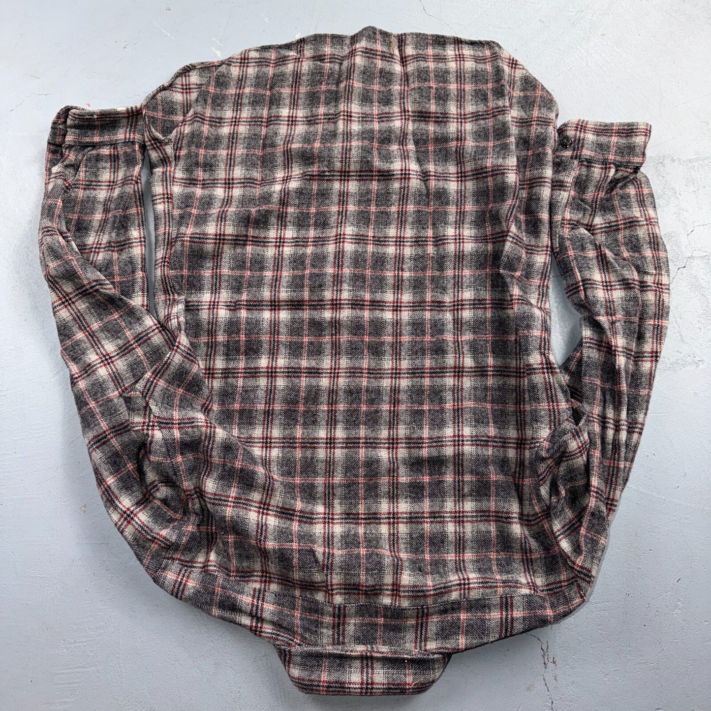 VTG 70s Pendleton Wool Flannel Shirt Jacket Gray Red Plaid USA Made M Rockabilly