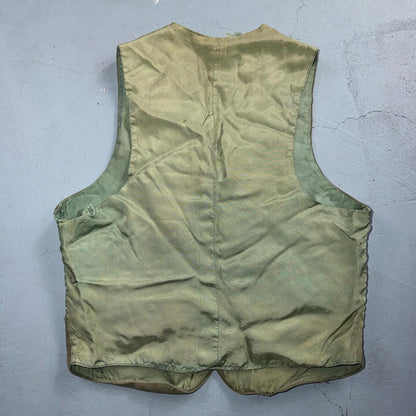 VTG Vest Mens Green Waistcoat Size S 1940s 1950s Velour Rockabilly Nice Suit