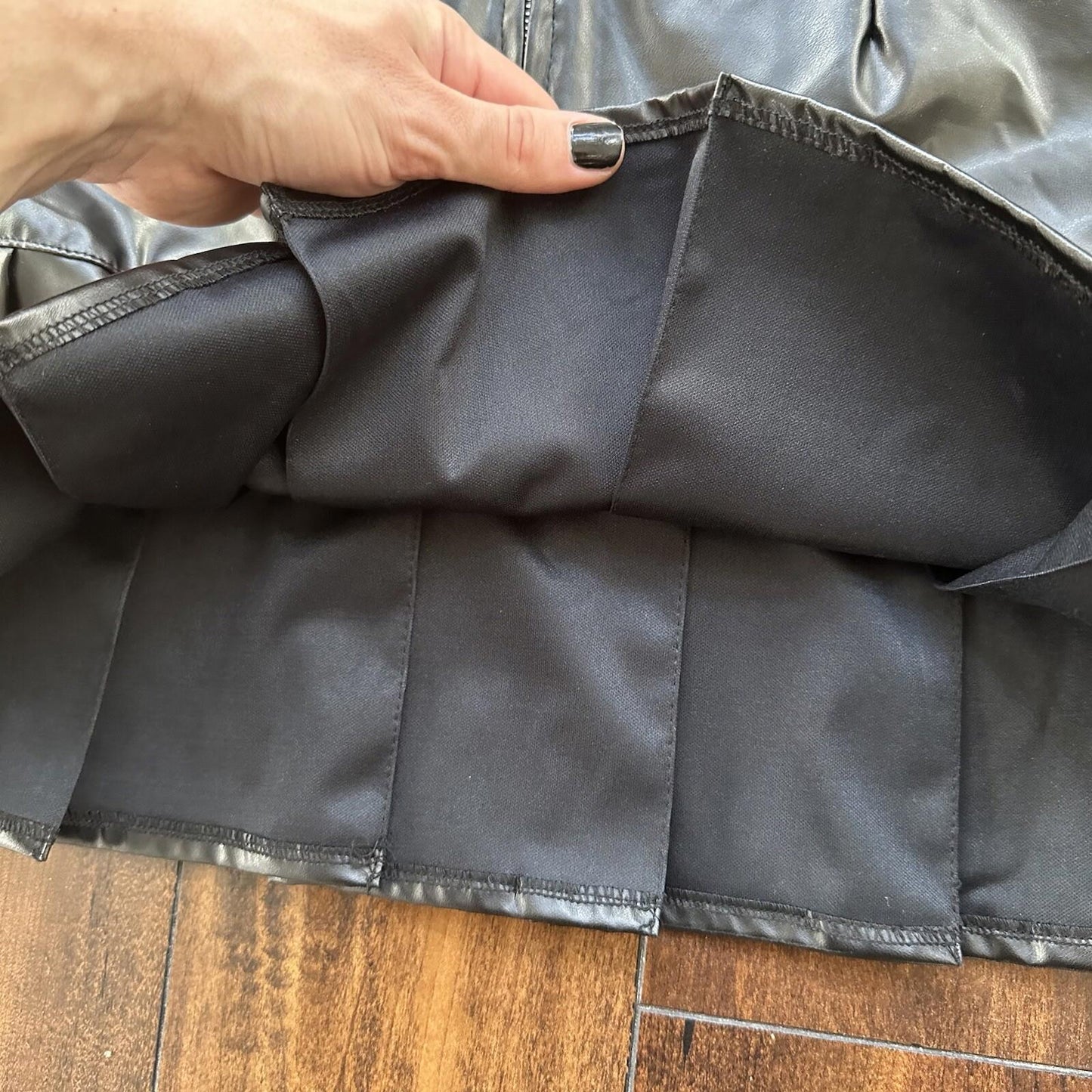 Tripp NYC Vintage M Black Faux Leather Goth Punk Mini Skirt Rare Grunge Y2K 90s