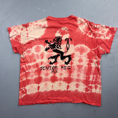 VTG 1970s Skull Tie Dye T Shirt Red Handmade Grunge Rockabilly Graphic 83 Keg