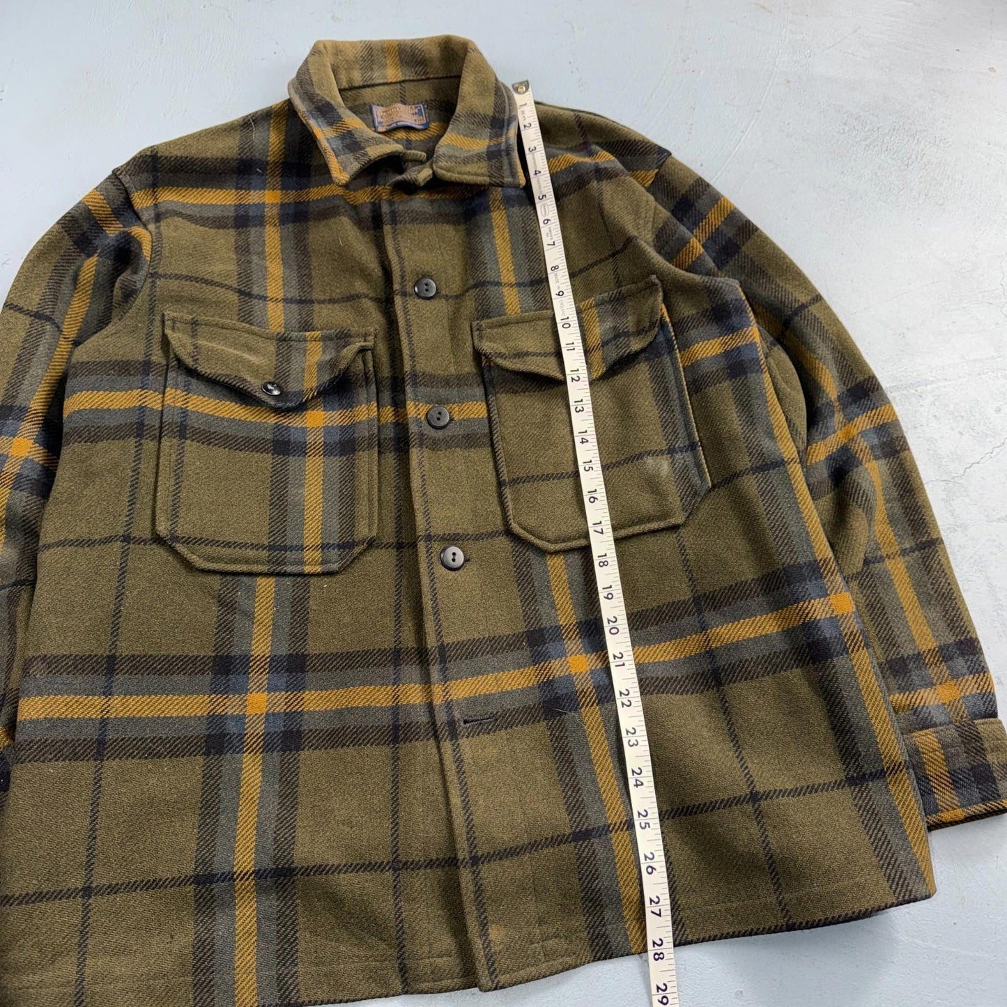 VTG Pendleton Mens Mackinaw Cruiser Wool Coat M Brown Plaid Field Jacket 70s