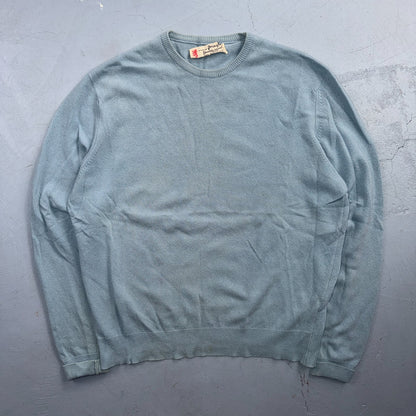 VTG Pringle of Scotland Cashmere Wool Crewneck Sweater Blue Made In Scotland 70s
